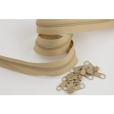 Taśma Suwakowa Zamek 5mm BEŻ - 1mb + 2 SUWAKI